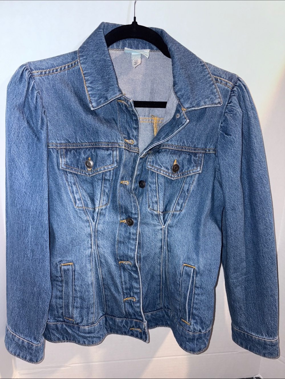 Women’s Blue Denim Trucker Jacket with Button Front
